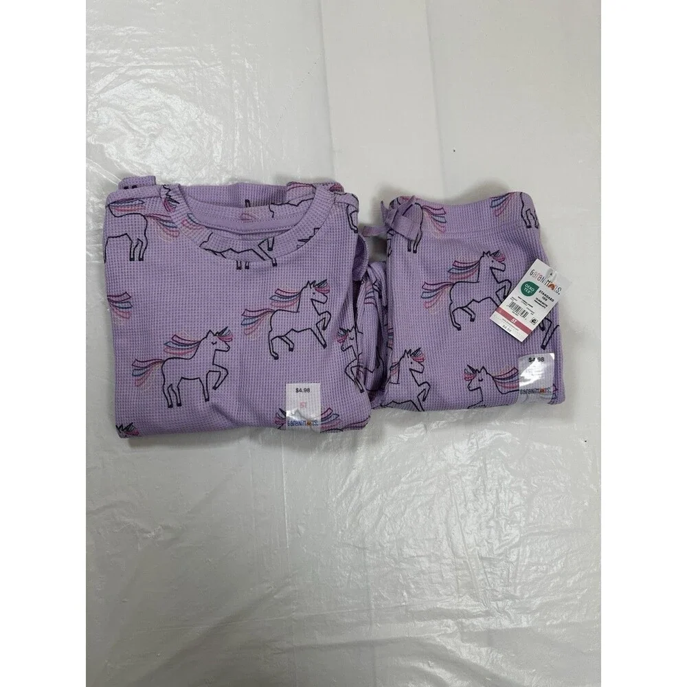 Garanimals 2 Piece Set Size 5T Purple Unicorn Long Sleeves Textured